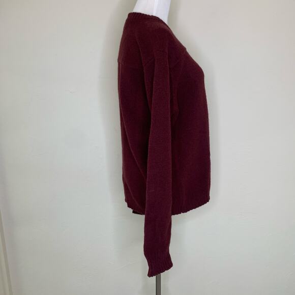 J Crew Maroon Wool V Neck Sweater Sz Medium - Picture 3 of 7